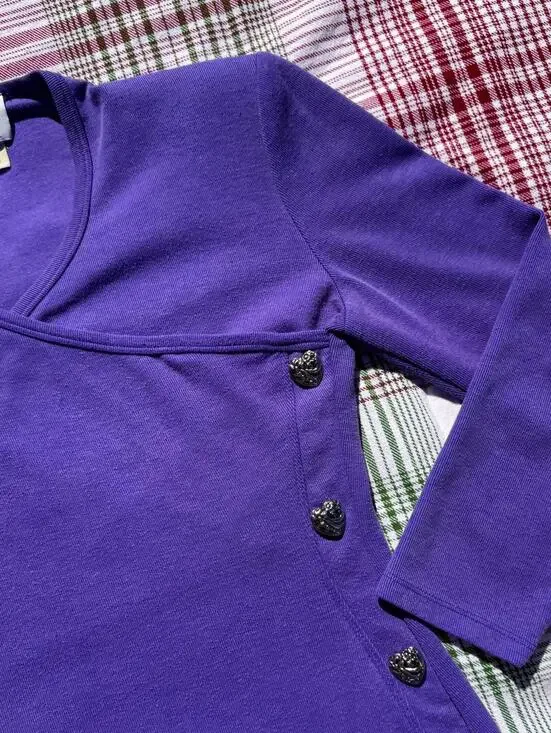 80s Purple Bodycon Heart Breaker Dress - Picture 8 of 15